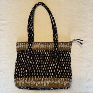 Retired Vera Bradley Zebra Print Villager Tote Shoulder Bag